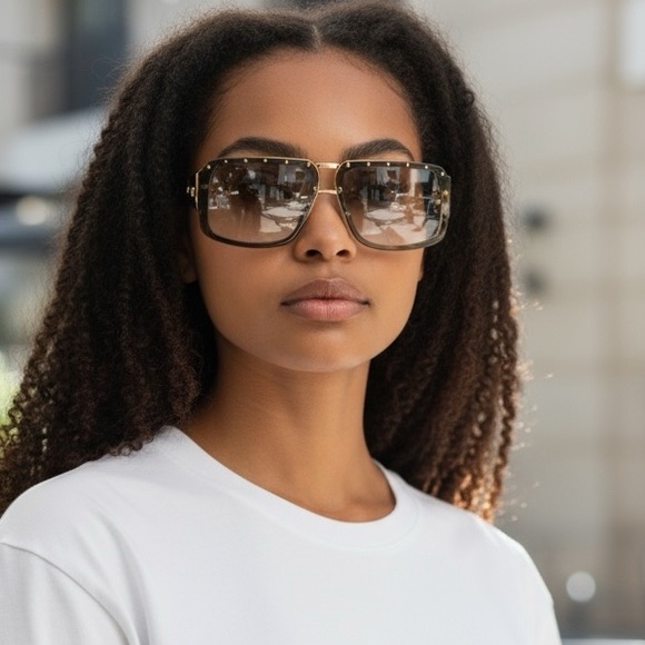 Jimmy Choo Black Studded Sunglasses with Case NWOT